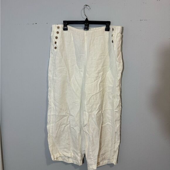 J. Jill White Love Linen Wide-Leg Pants